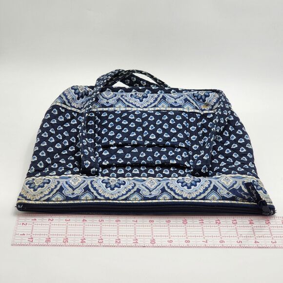 Vera Bradley Vintage 2000s Nantucket Navy Blue Quilted Tote Shoulder Bag - Picture 9 of 12